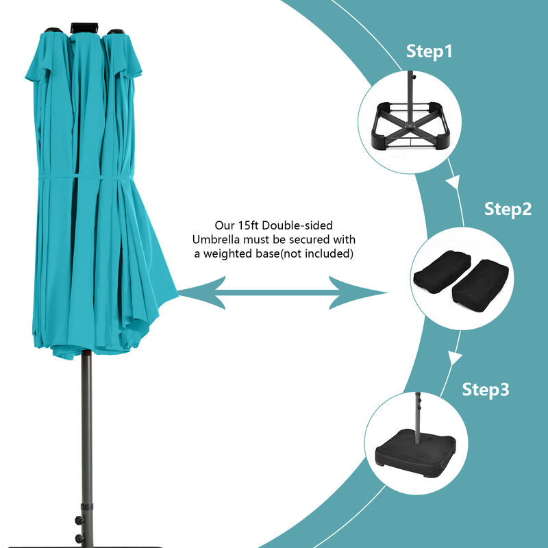 Solar LED Patio Umbrella with 48 Lights for Backyard Deck and Garden Use