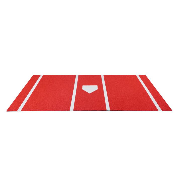 Baseball Hitting Turf Mat with Home Plate, Batting Training Equipment for Baseball & Softball-Red