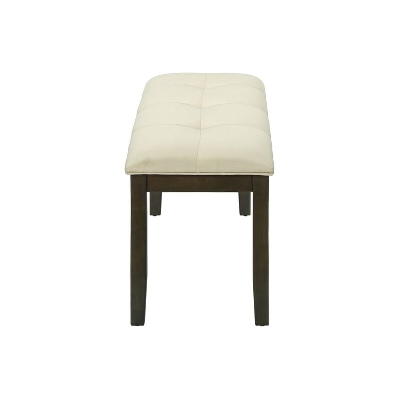 Monarch Specialties I 1377 - Bench, 44" Rectangular, Dining Room, Entryway, Kitchen, Hallway, Upholstered, Wood, Cream Fabric, Grey Solid Wood, Transitional
