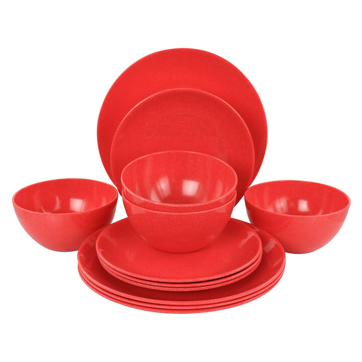 Martha Stewart 12 Piece Melamine Dinnerware Set in Red