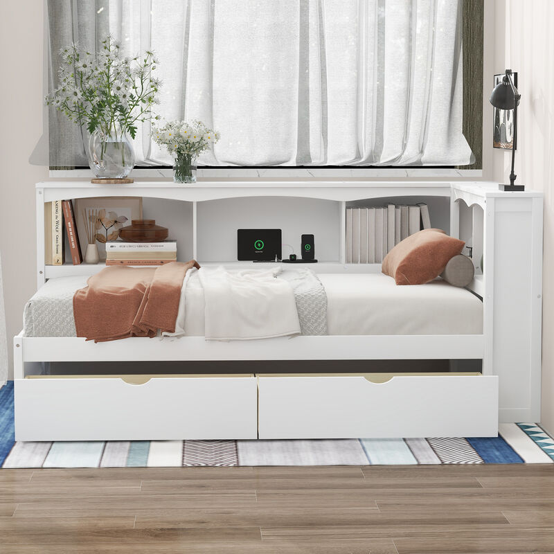 Merax Modern Daybed Bed with Storage and USB Ports