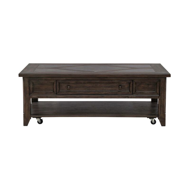 Liberty Furniture Living Room Rectangular Cocktail Table Traditional - Saddle Brown Oak Wood image number 2