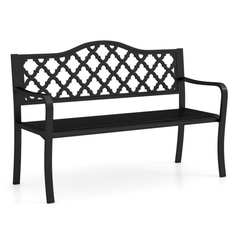 Hivvago 50.5 Inch Patio Bench with Curved Armrests for 2-3 People