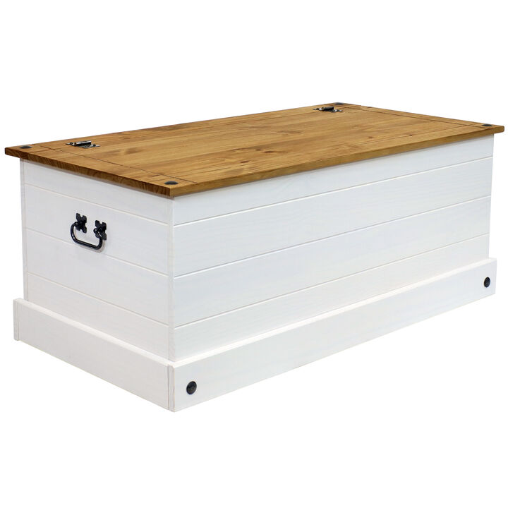 Sunnydaze Solid Pine Trunk with Handles - White - 39.5" W