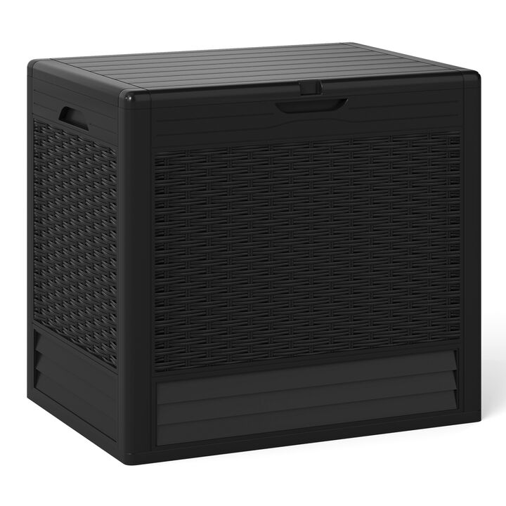 25 Gallon Outdoor Rattan Pattern Storage Box for Space Saving Garden and Patio Storage