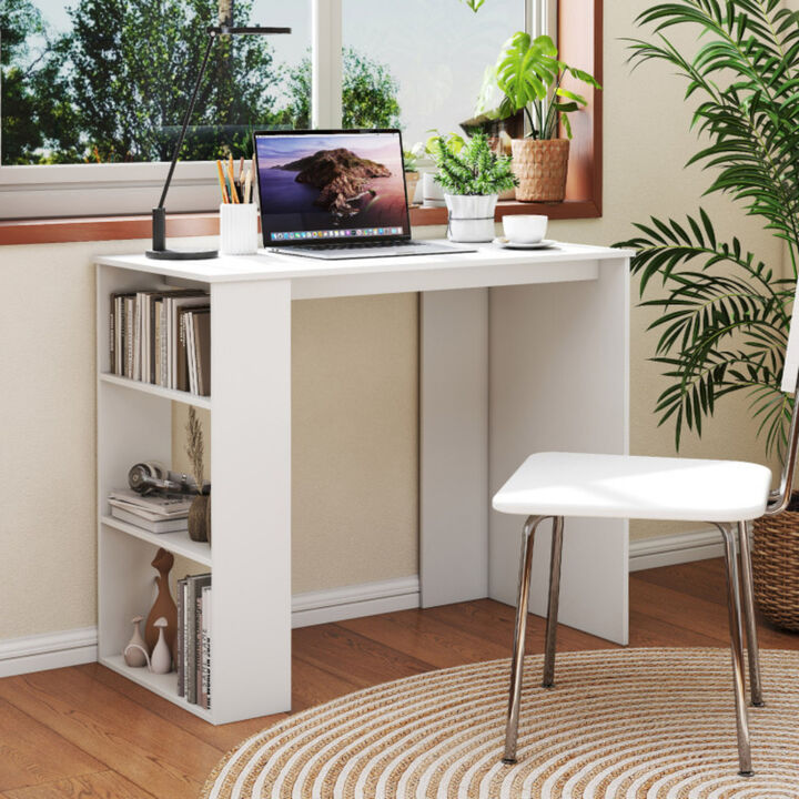 Compact Computer Desk with Built-In Bookshelf, Ideal for Small Spaces and Apartments