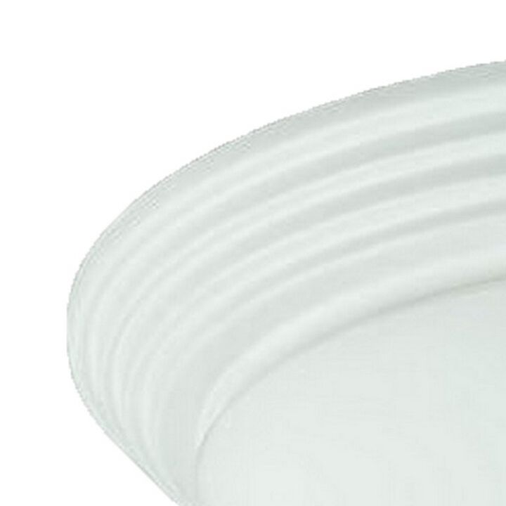 Jesse 12 Inch Modern Ceiling Lamp with White Glass Dome Shade, White Trim-Benzara