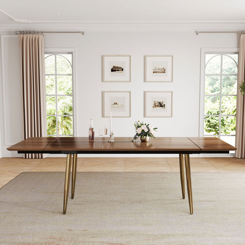 Extendable Dining Table, Seats 6-10, 62.9-94.4" Walnut