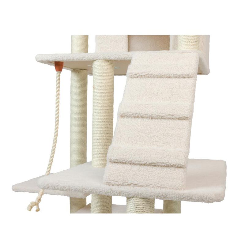 Armarkat Classic Real Wood Cat Tree In Ivory, Multi Levels With Ramp
