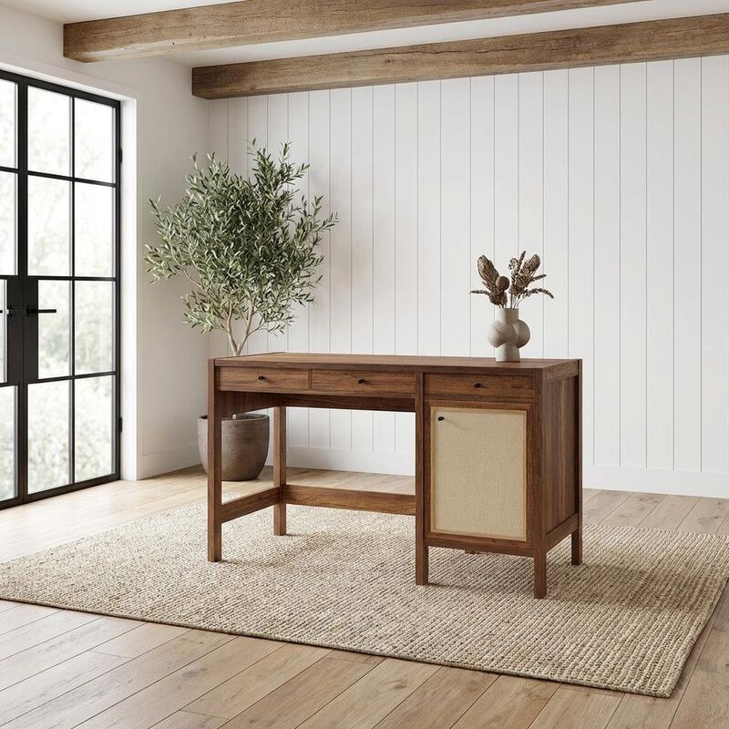 Wood Grain Office Desk with Spacious Surface and Sturdy Construction image number 4