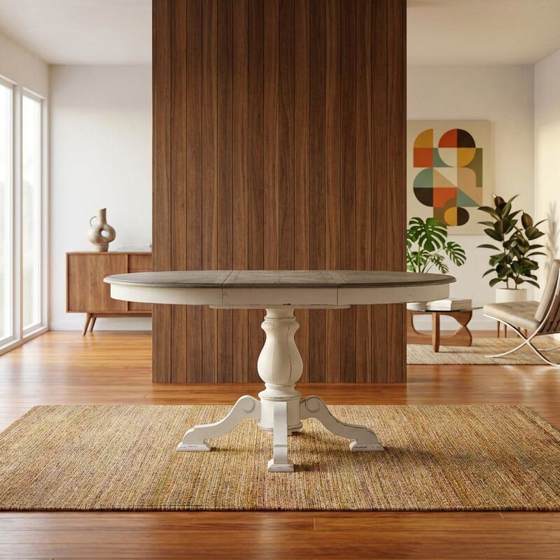 Liberty Furniture White, Pedestal Table, Pedestal Base, Quality Build image number 2