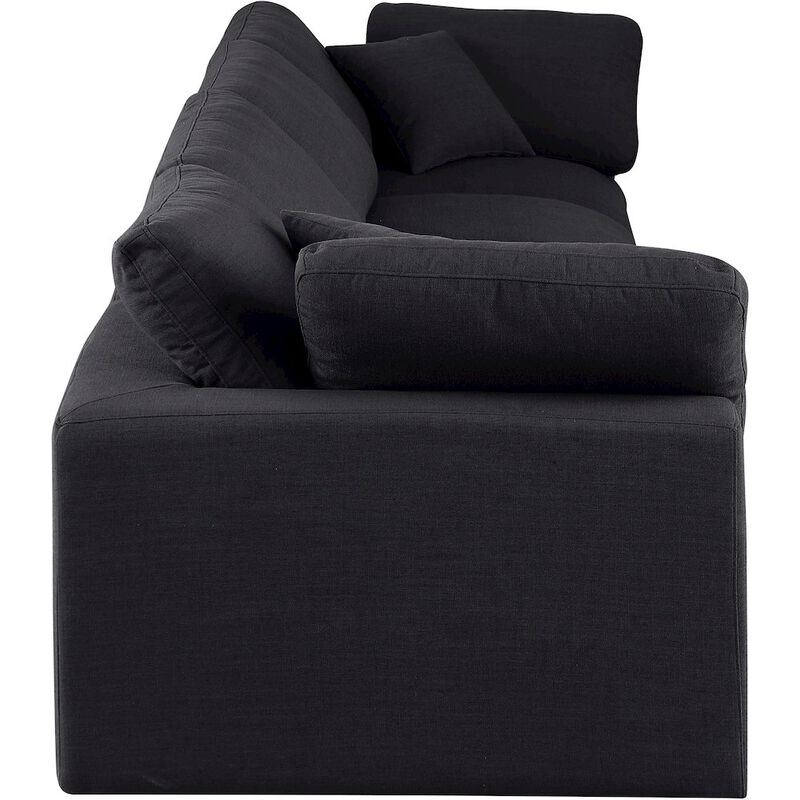 Meridian Furniture Comfy Black Linen Textured Fabric Modular Sofa