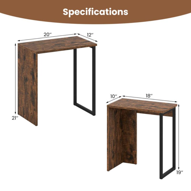 Hivvago 2-in-1 Nesting Coffee Table Set of 2 for Living Room and Bedroom