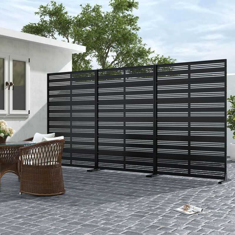 Arched Metal Outdoor Privacy Screen, Freestanding Outdoor Divider Decorative Privacy Fence
