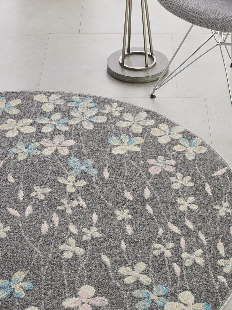 Tranquil TRA04 Gray/Beige 5'3" x Round Rug