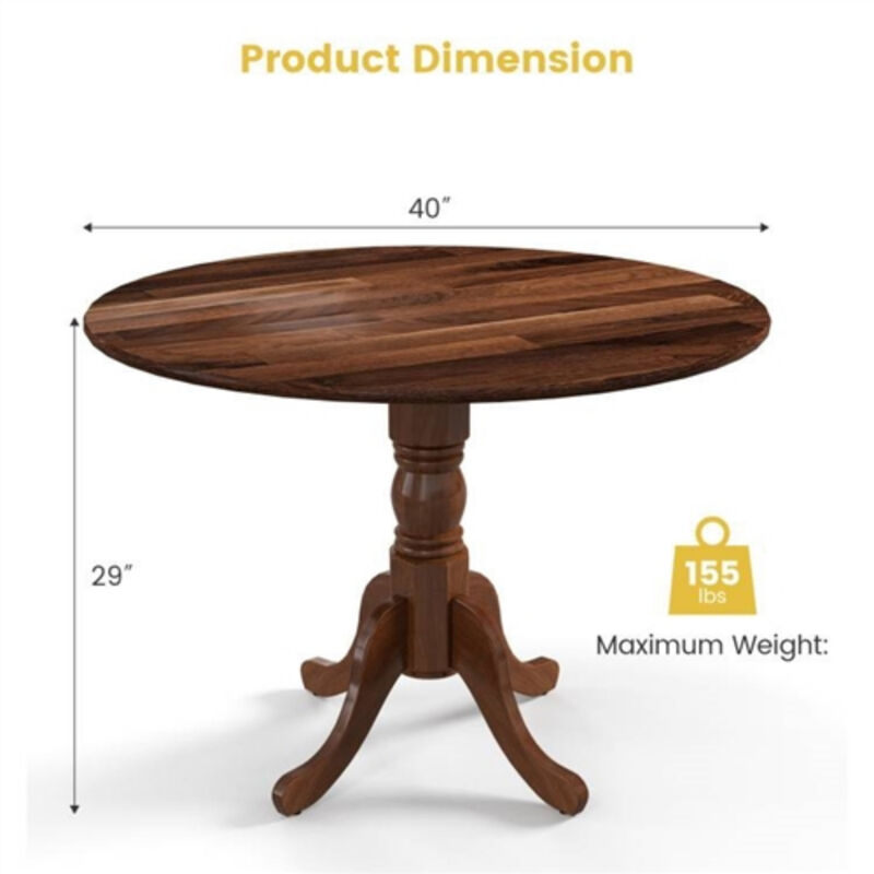 Round Solid Wood Dining Table for Farmhouse Kitchen or Dining Room