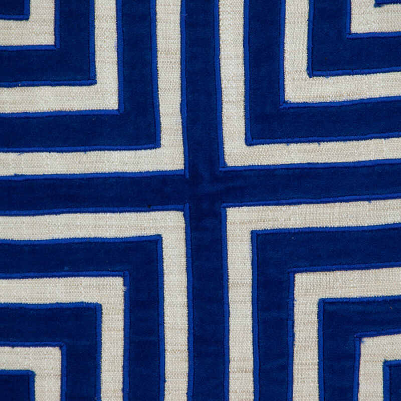 HomeRoots 22" Beige and Blue Poly Cotton Blend Throw Pillow with Embroidery and applique image number 3