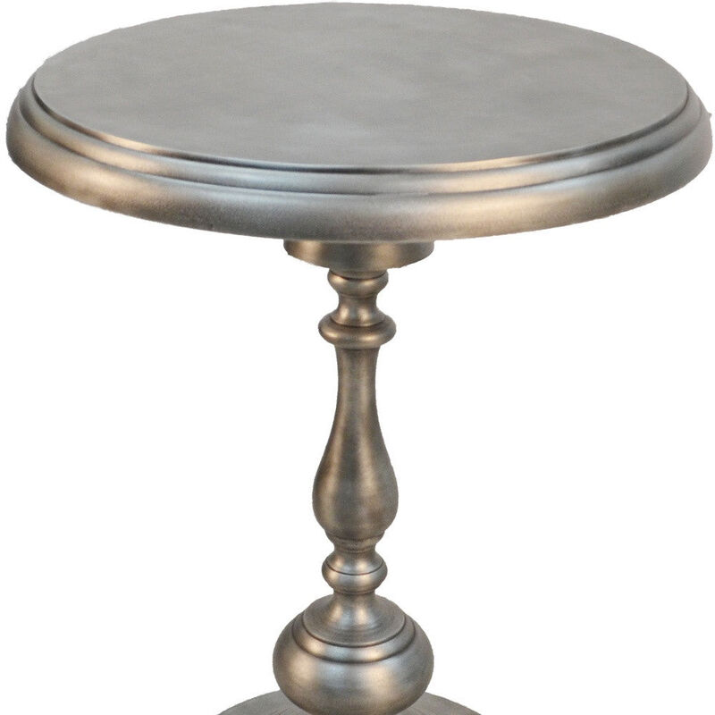 Homezia 24" Antique Nickle Metal Round End Table
