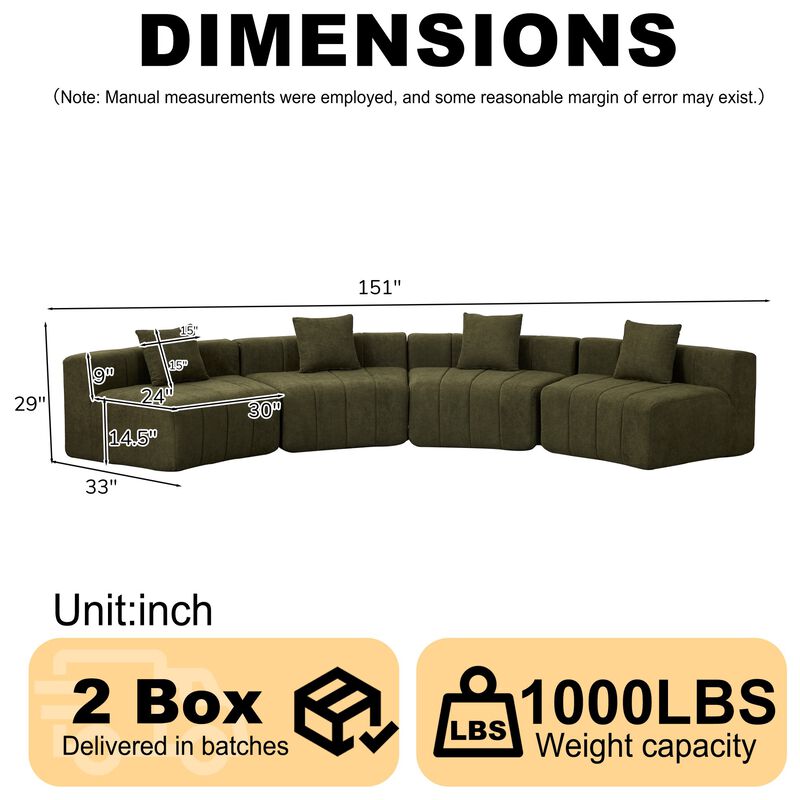 Figkos Morden Chenille curved sectional sofa image number 9