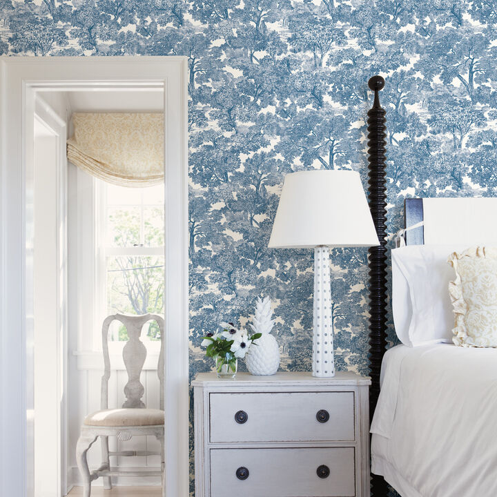 Spinney Blue Toile Wallpaper