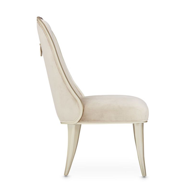 Velvet Chairs Set of 2, Beige Chairs for Dining Table with Tall Back image number 5
