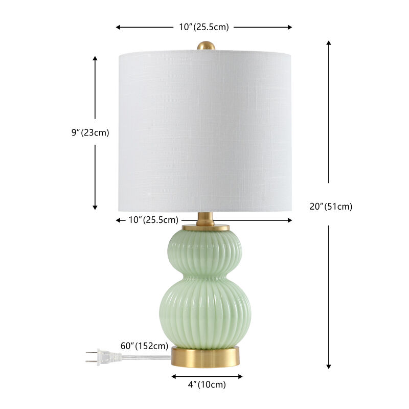 Daphne 20" Contemporary Transitional Metal/Glass Ribbed Gourd LED Table Lamp