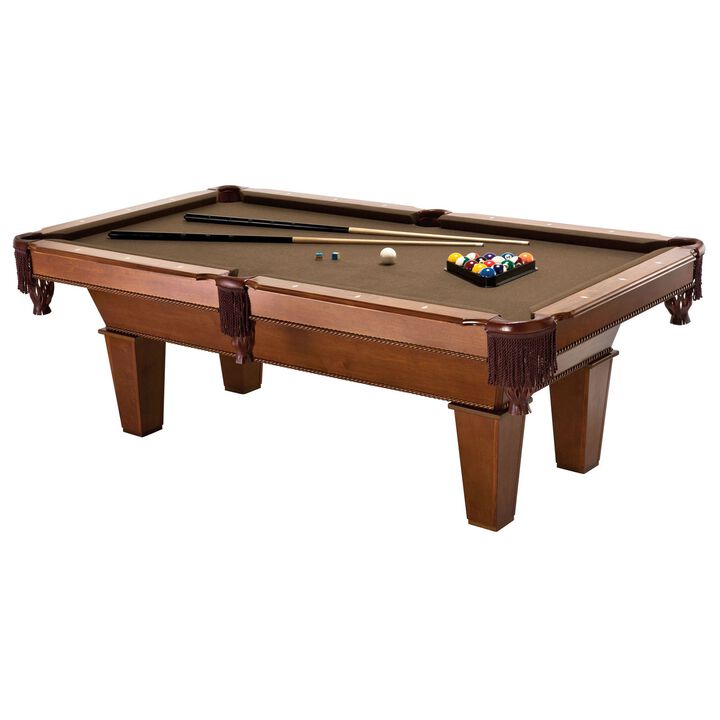 Home Recreation Pool Table with Wool Surface, 2 Cues, and Complete Billiards Set