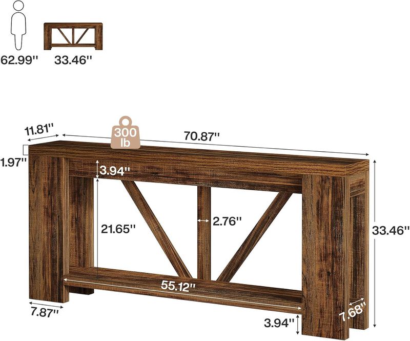 Tribesigns Farmhouse 2-Tier Console Table image number 4