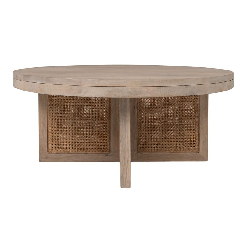 Mango Wood & Cane Round Coffee Table image number 3