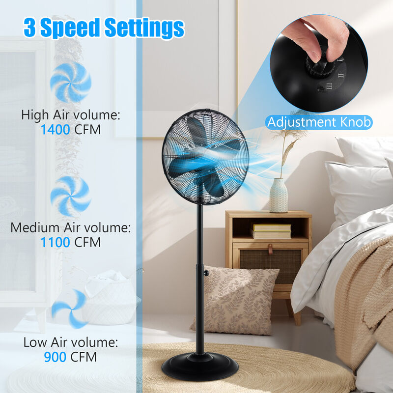 Pedestal Standing Fan Oscillating Pedestal Fan with 3 Speeds and Adjustable Height