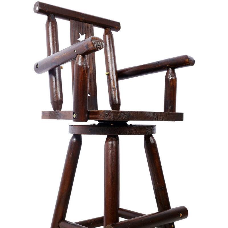 Streamdale Rustic Wood Bar Stool with Star Backrest image number 4