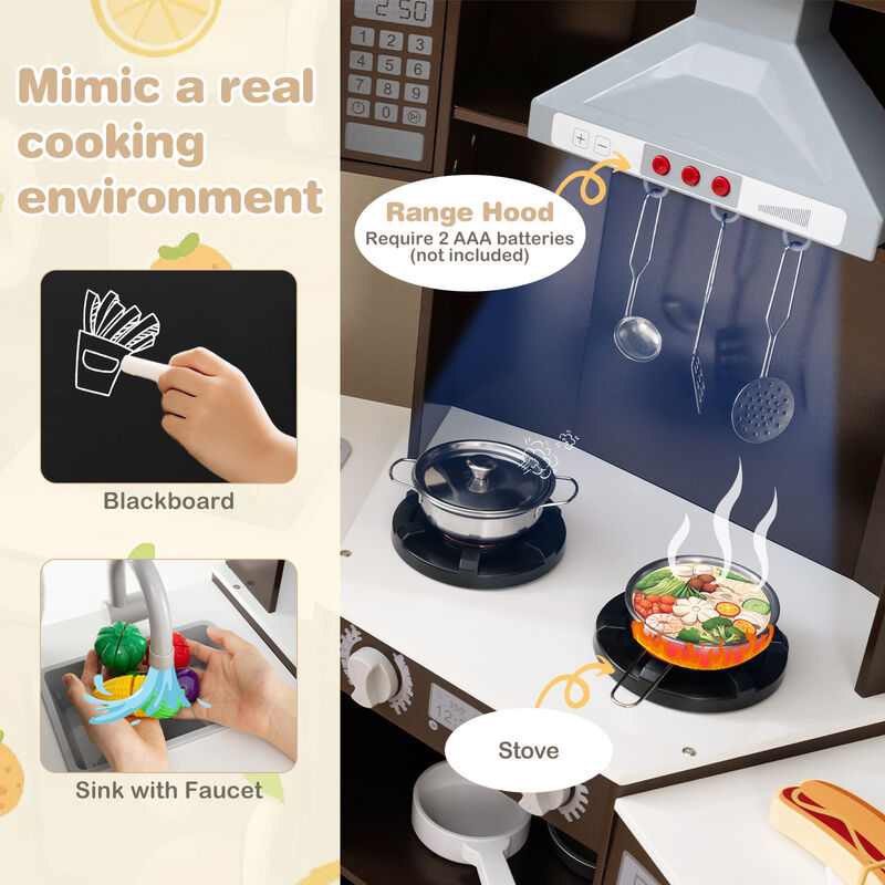 Large Pretend Play Kitchen Set with Lights and Sounds for Kids Playroom image number 5