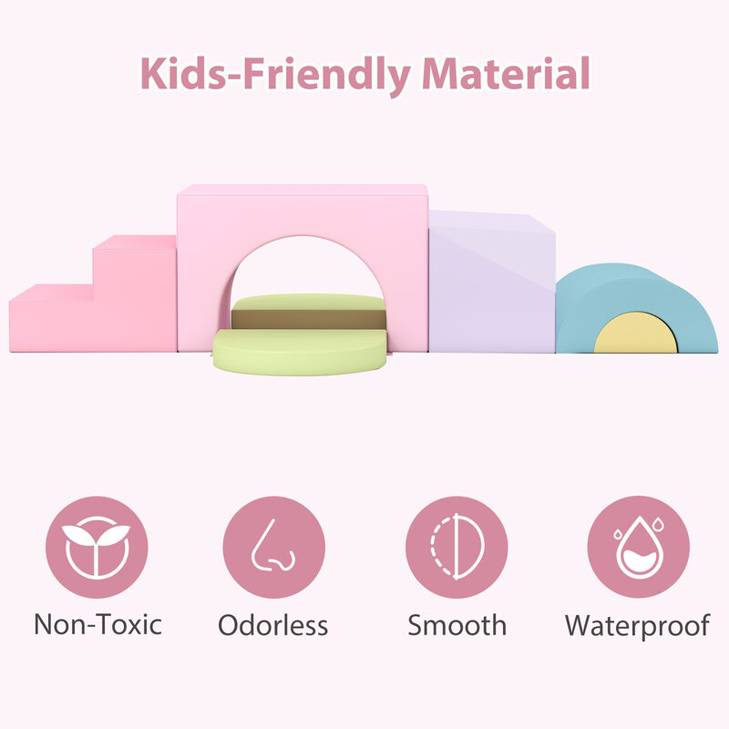 Toddler Soft Play Set, 7-Piece Foam Climbing Blocks with PU Leather image number 4