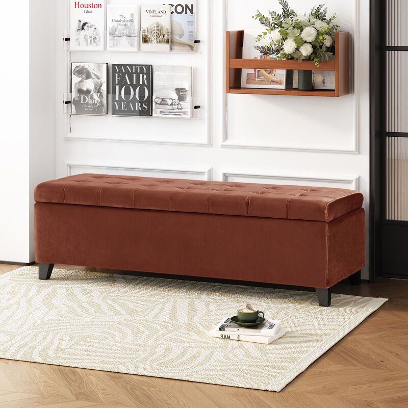 Merax Storage Ottoman,Rectangular Ottoman Bench,Upholstered Storage Bench image number 3