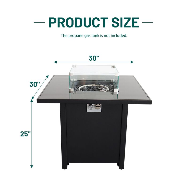 Mondawe 25" H x 30" W Steel Heat-Resistant Outdoor Fire Pit Table with Lid