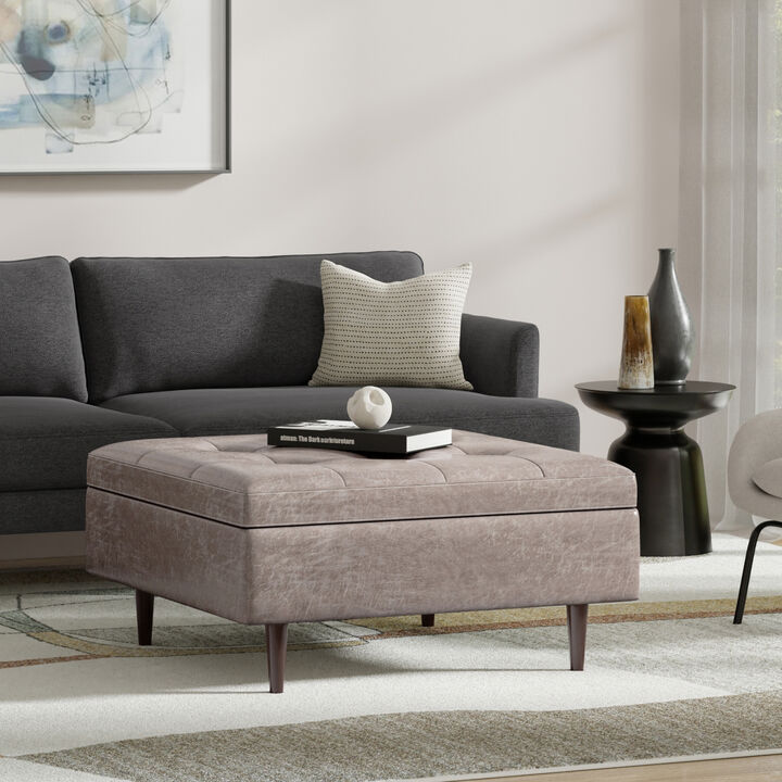 Shay Mid Century Large Square Coffee Table Storage Ottoman