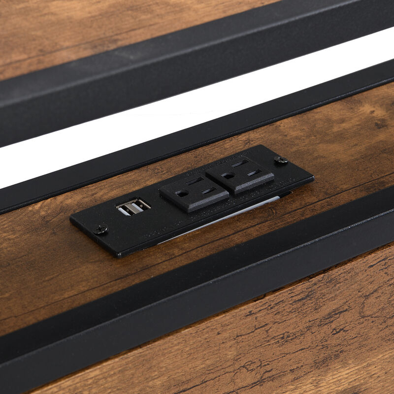 Merax Metal Platform Bed with Wooden Headboard & Footboard image number 5