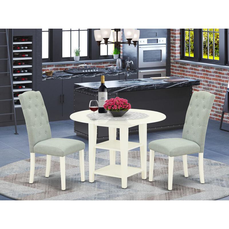 East West Furniture Dining Room Set Linen White