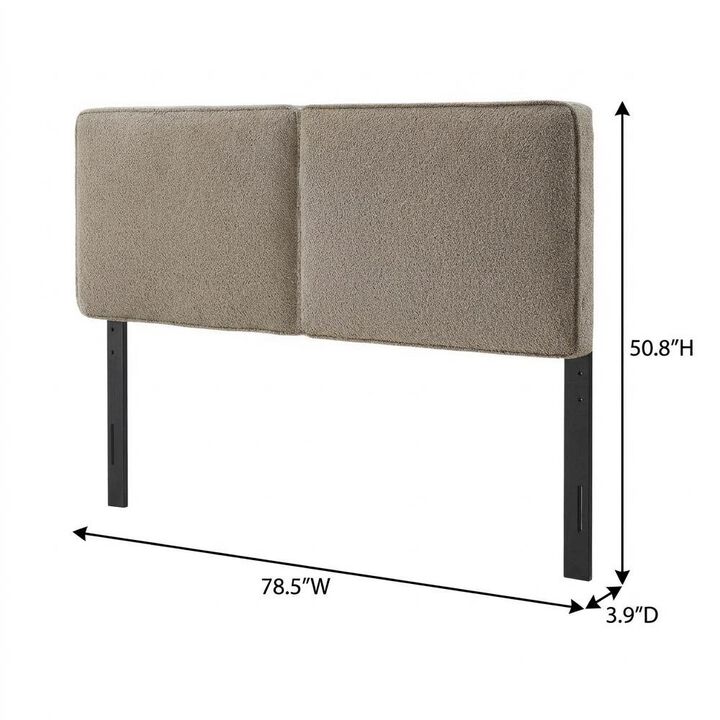 Boucle Fabric King Headboard in Soft Neutral, Padded Upholstery, Durable Frame