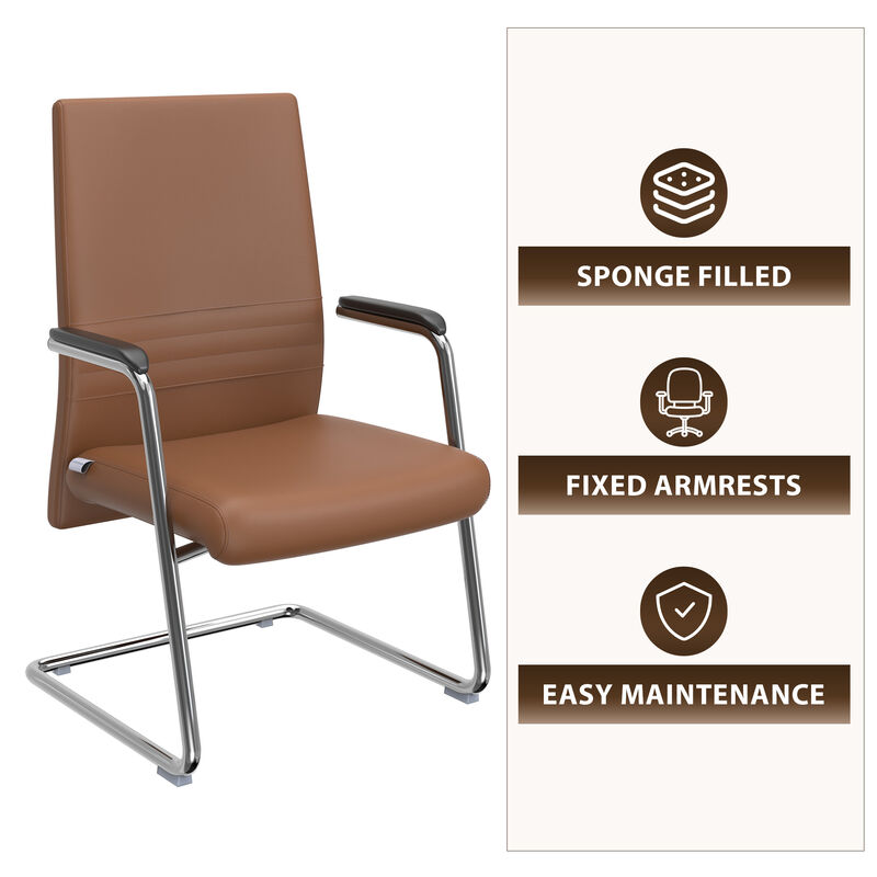 LeisureMod Aleen Mid-Century Modern Office Chair with Upholstered Seat and Metal Armrest