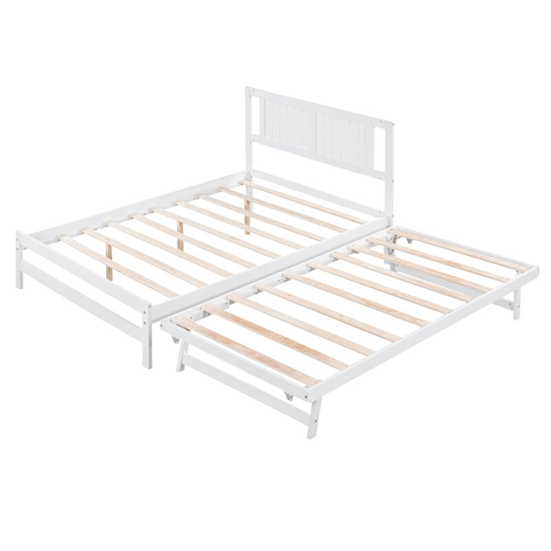 Full Size Platform Bed with Adjustable Trundle