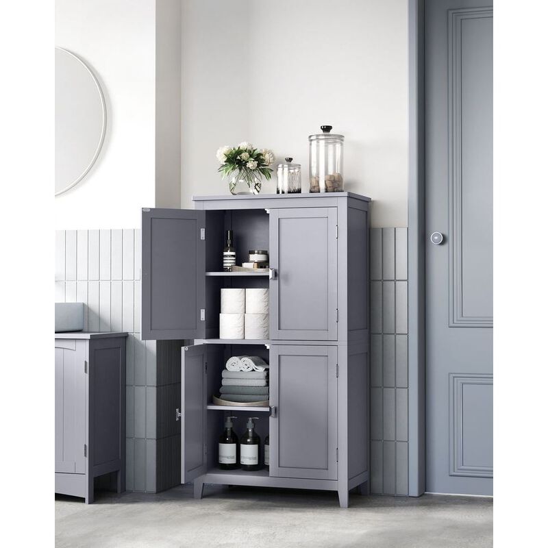 Versatile Bathroom Floor Storage Cabinet with Adjustable Shelves and Stylish Finish