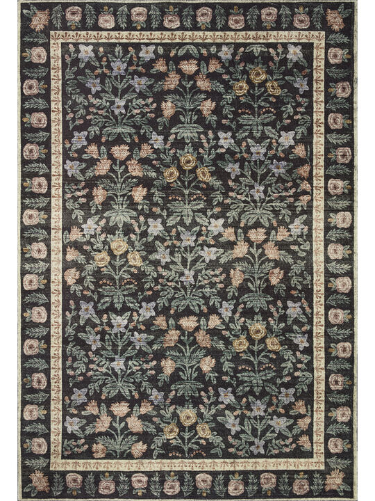 Eden EDE02 Mughal Garden Black 18" x 18" Sample Rug