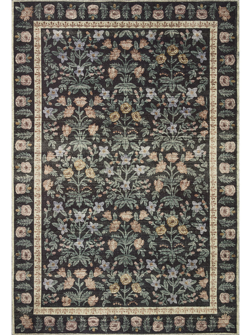 Eden Mughal Garden EDE02 Black 7'6" x 9'6" Rug by Rifle Paper Co. x Loloi