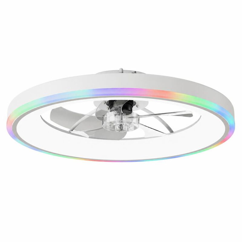 ELEMENT ACE Low Profile Flush Mount RGB Ceiling Fan, Dimmable LED Light, 6-Speed Reversible Silent Motor with Remote APP image number 0