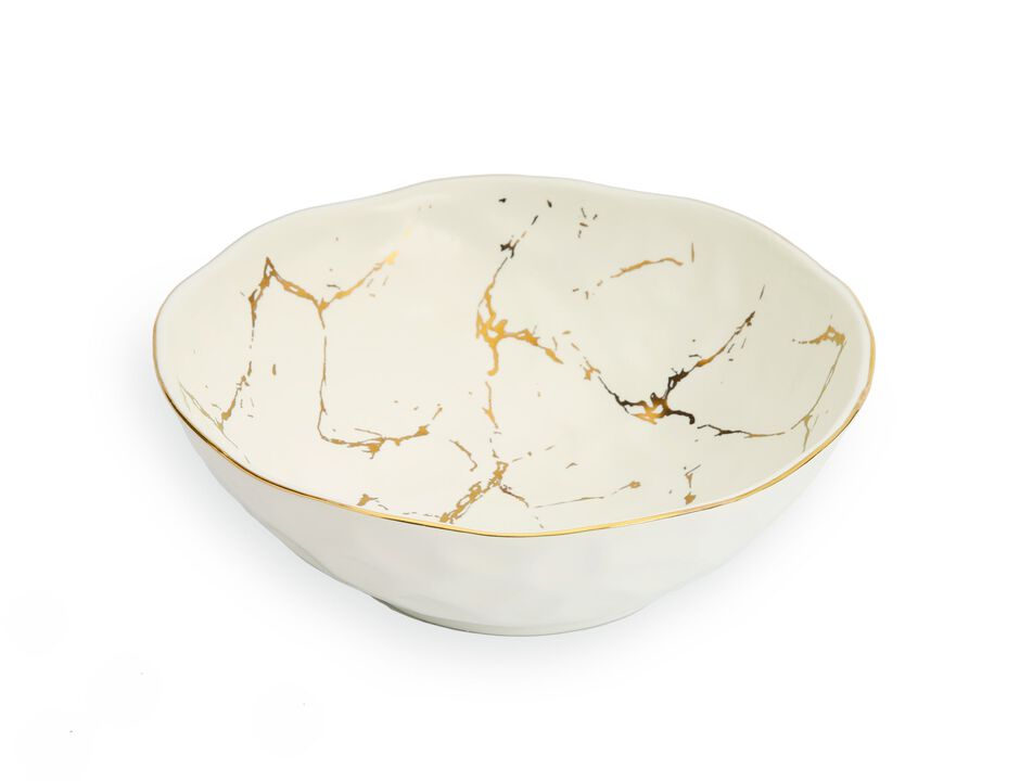 White Porcelain Bowl with Gold Design