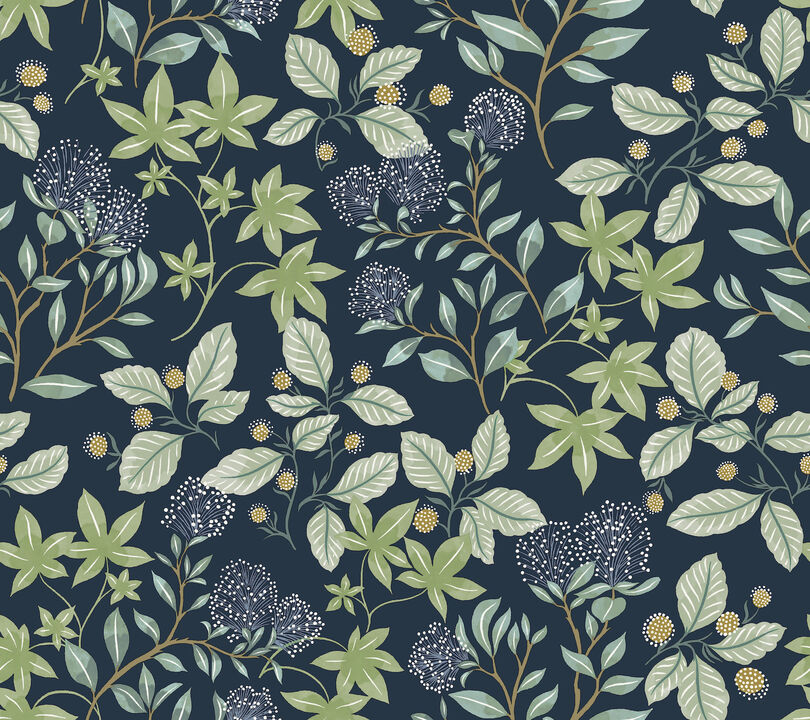 Mildred Indigo Botanical Trail Wallpaper