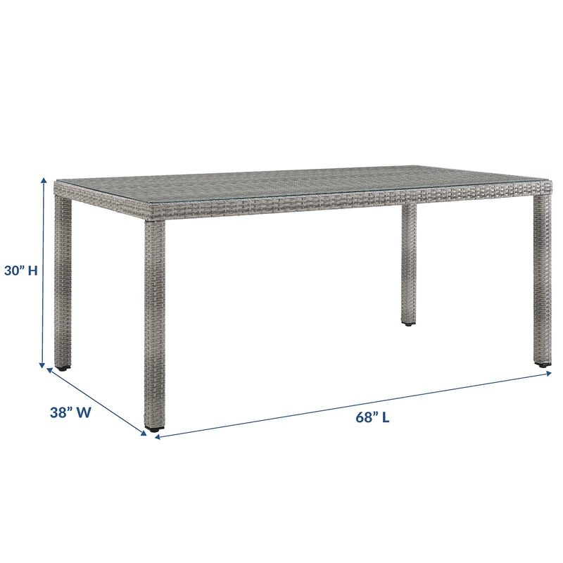 Modway - Aura 68" Outdoor Patio Wicker Rattan Dining Table Gray image number 3