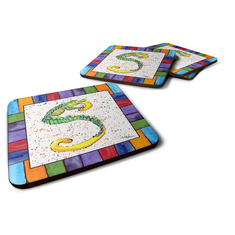 Caroline's Treasures 8442-SFC Beach and Seafood Foam Coasters (Set of 4), 3.5 H x 3.5 W, Multicolor