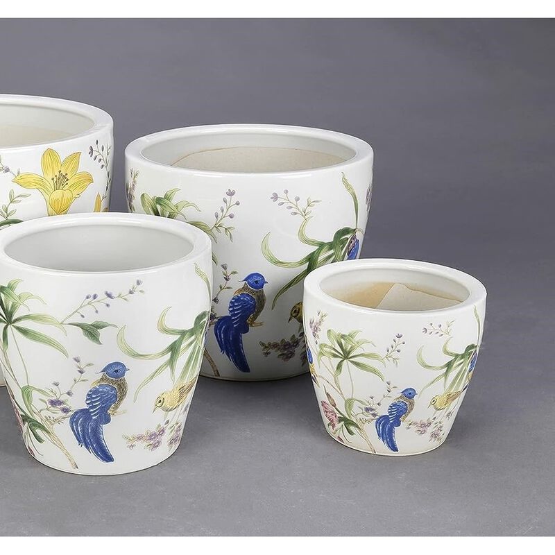 Aa Importing Birds And Flowers Set Of 4 Planters image number 2